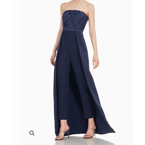 Kay Unger Pants - Kay Unger Valia Walk Thru Jumpsuit Maxi Dress Size 6 Runway Formal Starlet Blue